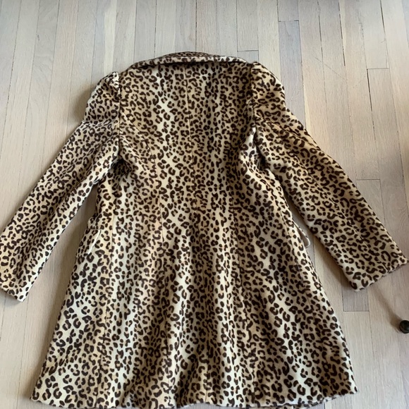 Faux Fur 🖤🤎 Leopard Animal Print Coat Vintage Look Super Chic Collar Mob Wife - Picture 4 of 16